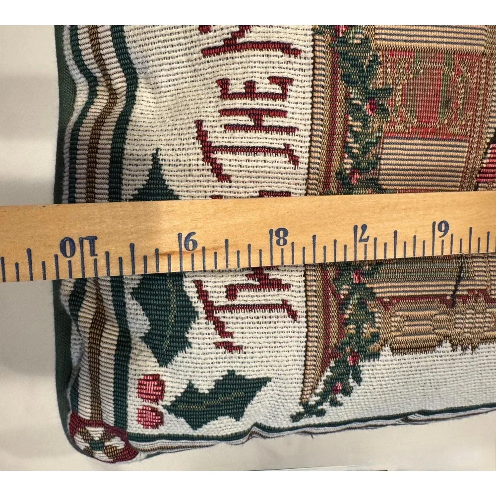 Vintage Tapestry Twas The Night Before Christmas Needlepoint Throw Pillow 14x10